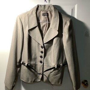 Chic Beige Blazer with Black Accents